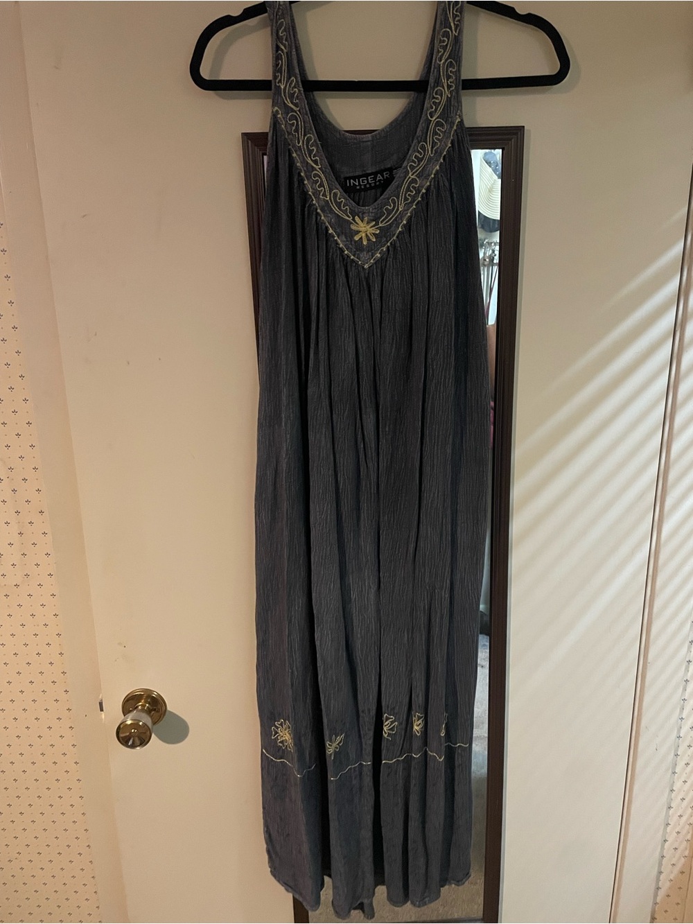 InGear Embroidered Maxi Dress in Slate Gray